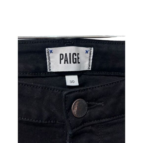 Paige Verdugo Cropped Mid Rise Ankle Skinny Jeans Black Denim Dark Wash Size 30 - Picture 7 of 16